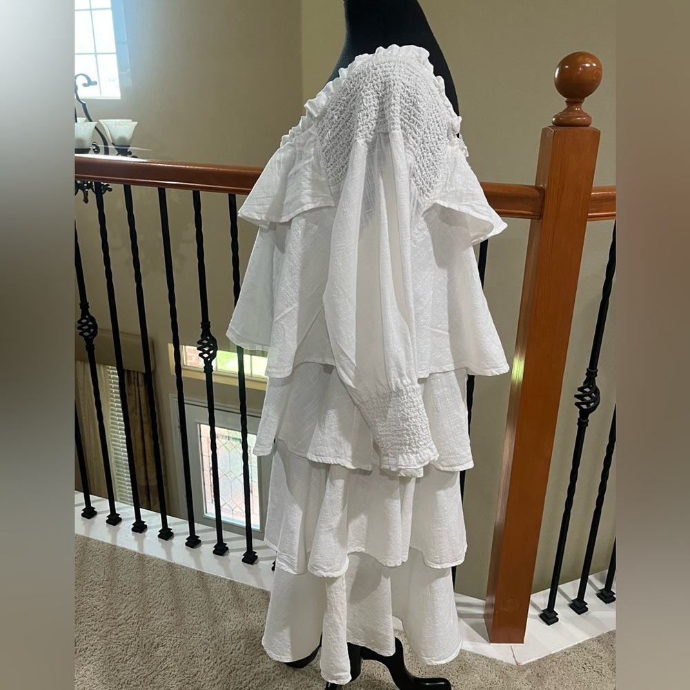CHELSEA & THEODORE Tiered Ruffle OFF White BOHO, Peasant Dress SIZE XL - Picture 7 of 11